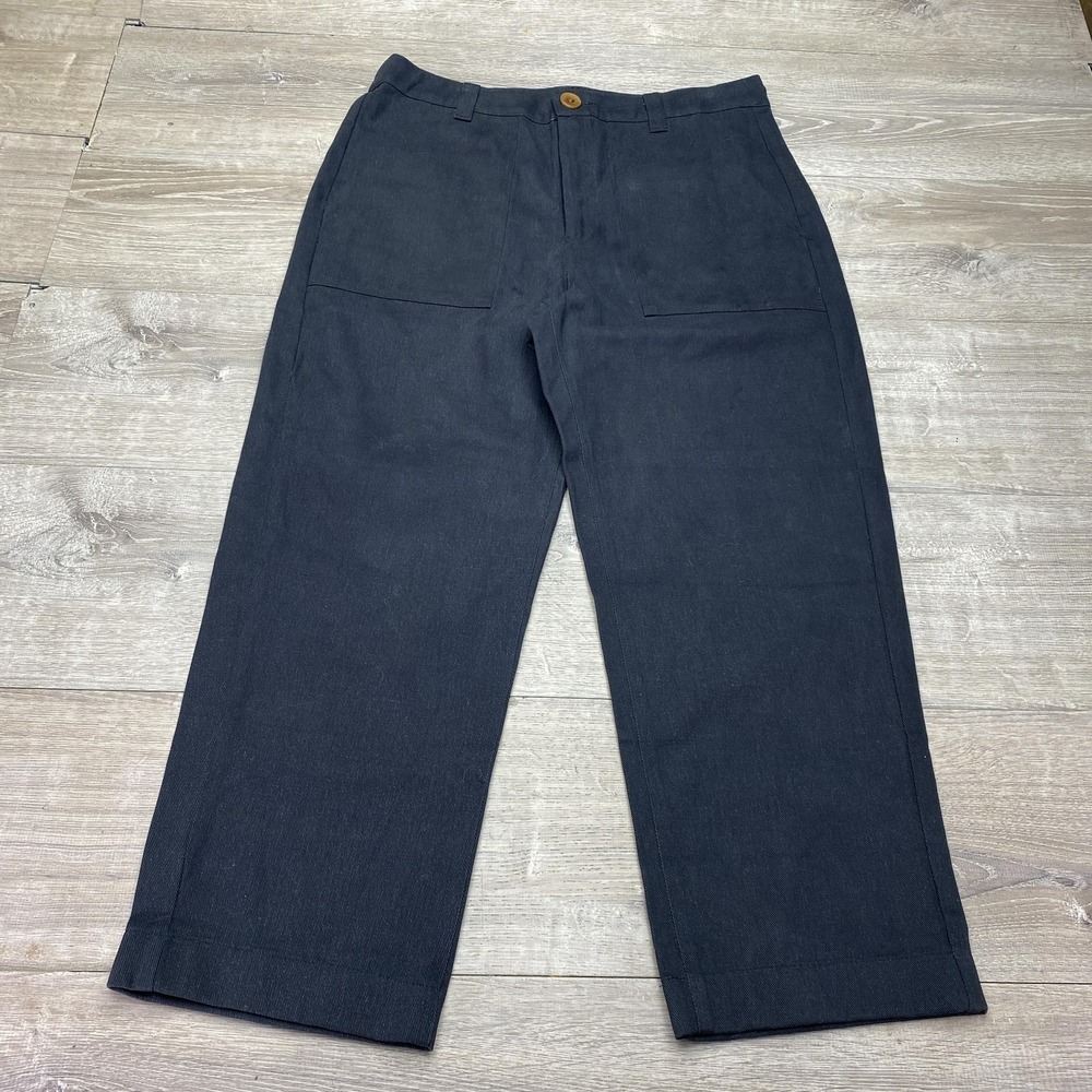 Beaton Linen Pants Womens 20 Navy Twill Chino Straight Leg Workwear Canada Made